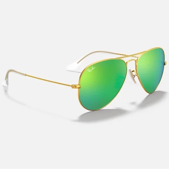 LIKE NEW Green Mirrored Ray Ban Aviator - Picture 5 of 11